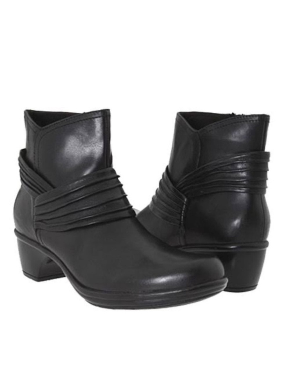 Clarks Bendables Ingalls Mood Black Leather Ankle Boots Booties Size 8 M